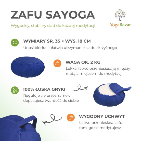 Zafu z podwójnym pokrowcem - kolor szafirowy