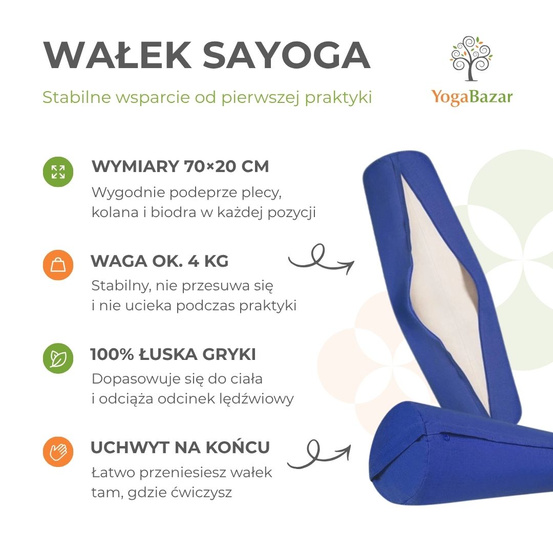 Wałek do jogi Sayoga z szafirowym pokrowcem