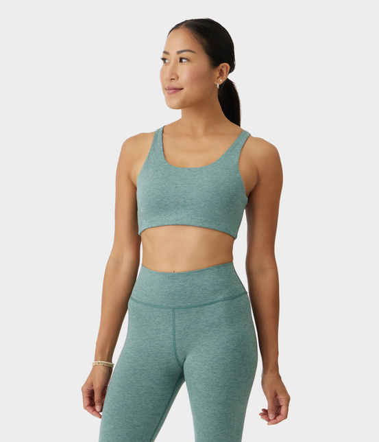 Biustonosz sportowy Manduka Dhara Scoop – Black Sage Heather, rozmiar M