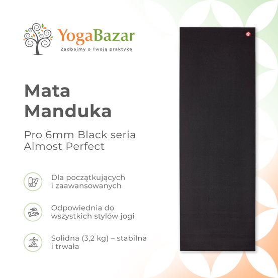 Mata do jogi Manduka Pro 6mm - Black - seria Almost Perfect
