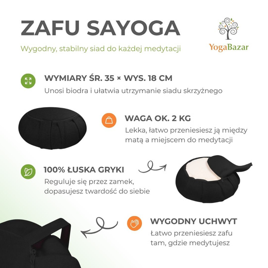 Zafu z podwójnym pokrowcem - kolor czarny