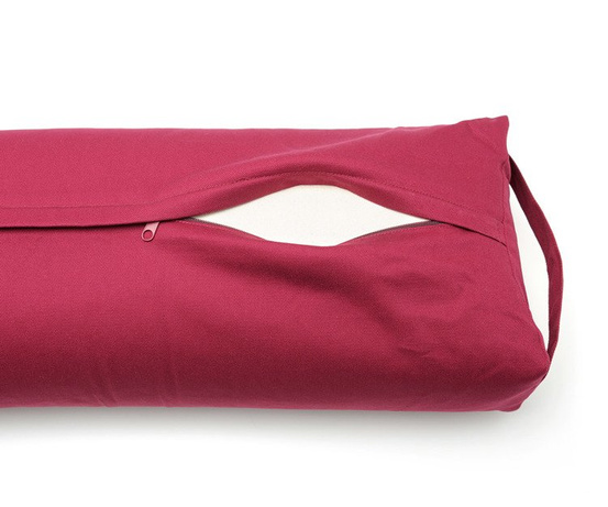 Bordowy bawełniany bolster do jogi – naturalny płaski wałek z łuską gryki