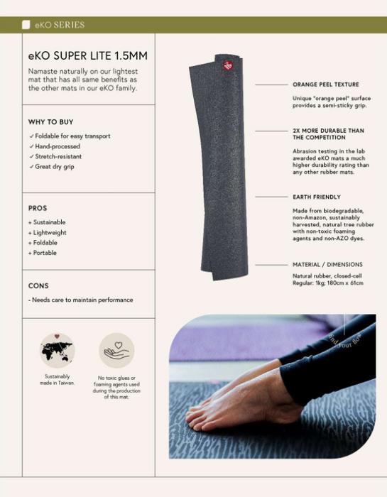 Podróżna mata do jogi Manduka eKO SuperLite Travel 1.5mm - Sage Marbled