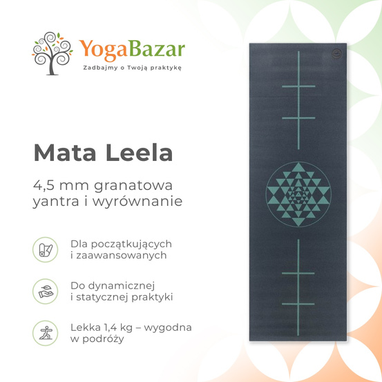 Mata do jogi Leela 4,5 mm - granatowa yantra i wyrównanie