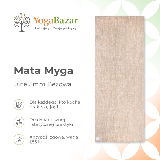 Mata do jogi Myga Jute 5mm - Beżowa
