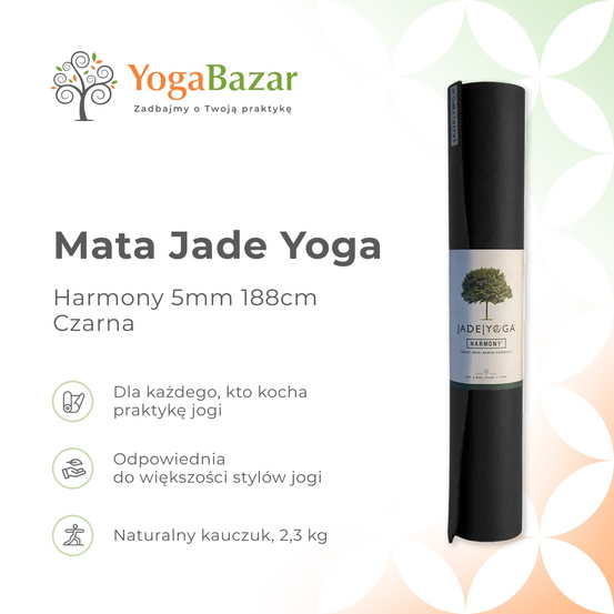 Mata do jogi Jade Yoga Harmony 5mm (188cm) - Czarna