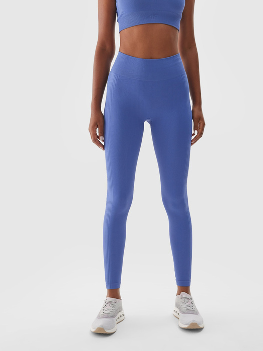 Legginsy treningowe 4F F278 wysoki stan - niebieskie, rozmiar ML