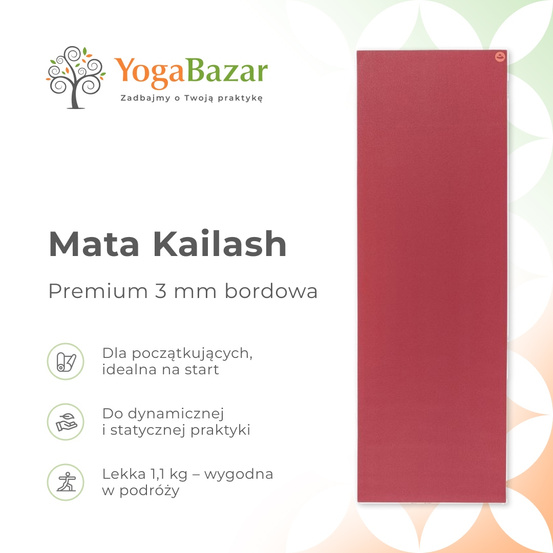 Mata do jogi Kailash Premium 3 mm - bordowa