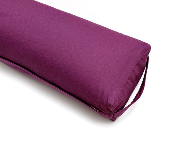 Fioletowy bawełniany bolster do jogi – naturalny płaski wałek z łuską gryki