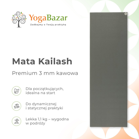 Mata do jogi Kailash Premium 3 mm - kawowa