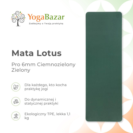 Mata do jogi Lotus Pro 6mm - Ciemnozielony/Zielony
