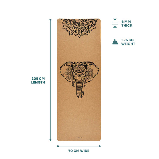 Korkowa mata do jogi Myga - Elephant 6mm XL