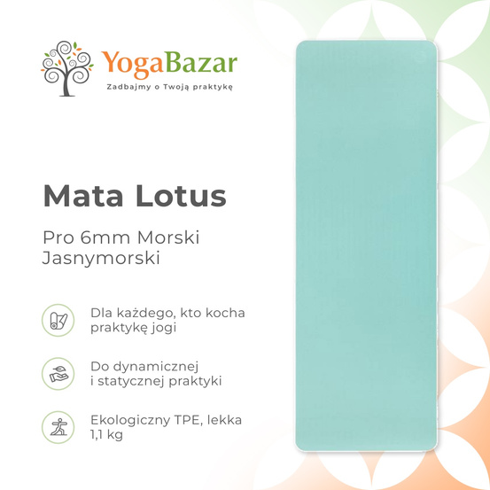 Mata do jogi Lotus Pro 6mm - Morski/Jasnymorski