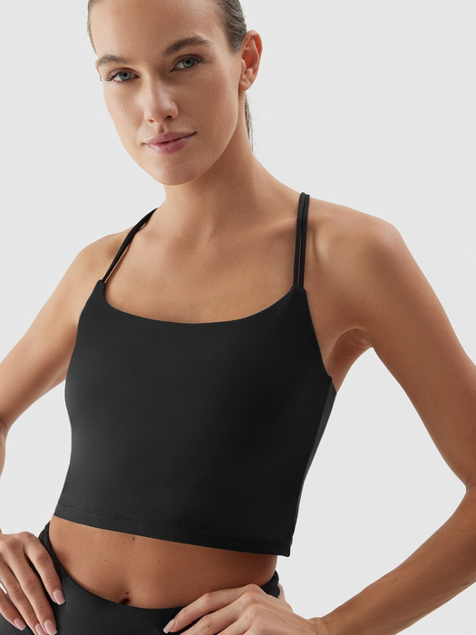 Crop top do jogi 4F z materiałów z recyklingu - grafitowy, rozmiar S
