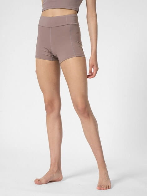 Legginsy krótkie do jogi 4F z recyklingu - beżowy, rozmiar XL