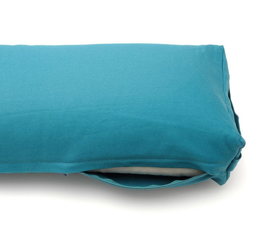 Morski  bawełniany bolster do jogi – naturalny płaski wałek z łuską gryki