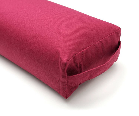 Bordowy bawełniany bolster do jogi – naturalny płaski wałek z łuską gryki