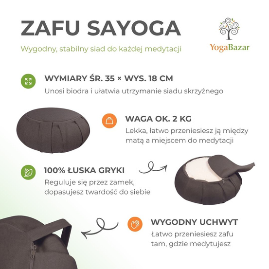 Zafu z podwójnym pokrowcem - kolor szary