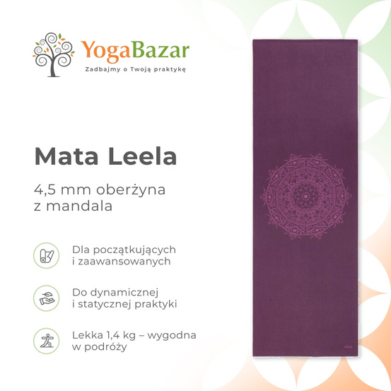 Mata do jogi Leela 4,5 mm - oberżyna z mandalą
