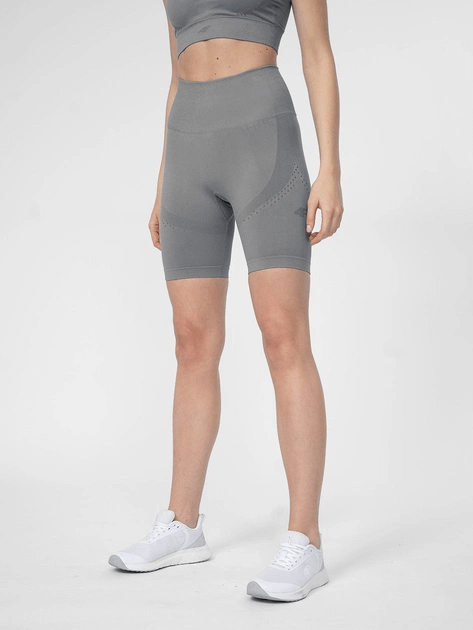 Legginsy krótkie bezszwowe do jogi 4F - szary, rozmiar M/L