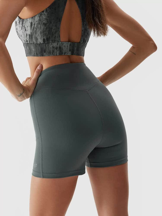 Legginsy do jogi krótkie 4F z recyklingu - butelkowa zieleń, rozmiar S