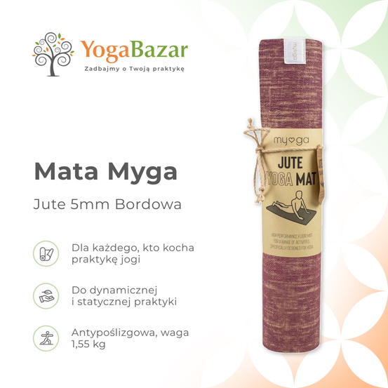 Mata do jogi Myga Jute 5mm - Bordowa