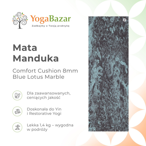 Mata do jogi Manduka Comfort Cushion 8mm - Blue Lotus Marble