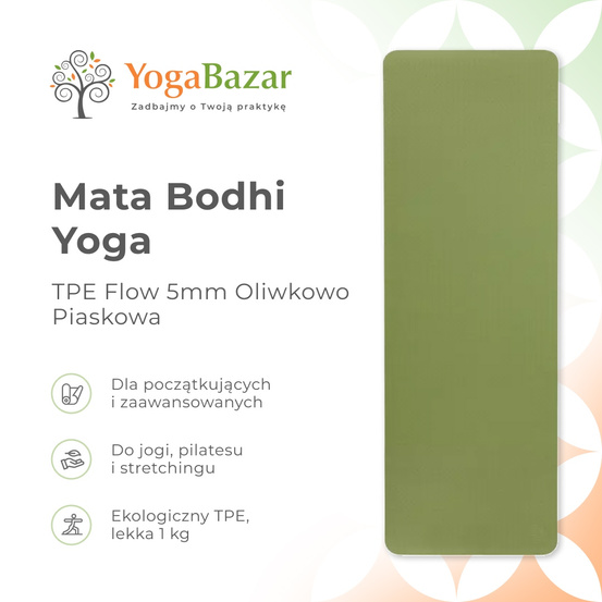 Mata do jogi TPE Flow 5mm Oliwkowo-Piaskowa