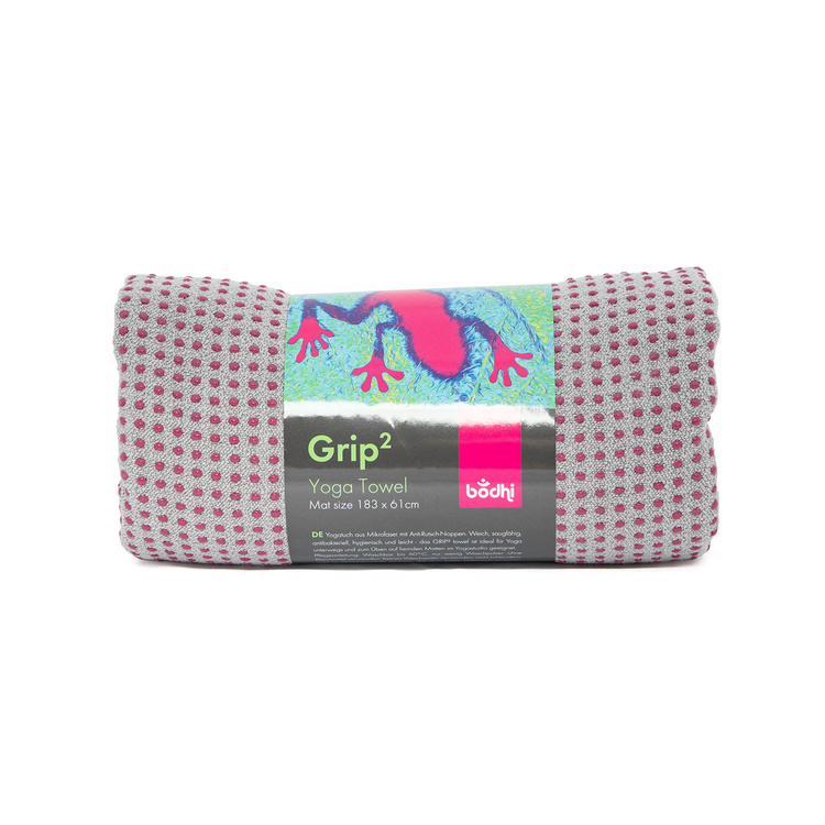 Ręcznik do jogi GRIP2 szary z oberżyną