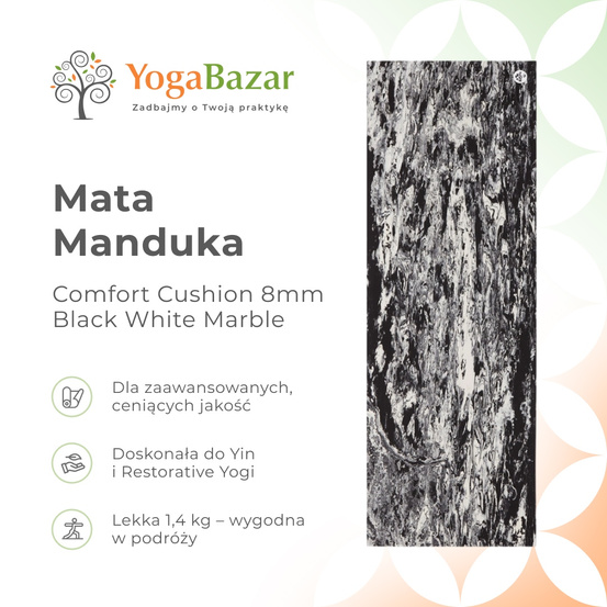 Mata do jogi Manduka Comfort Cushion 8mm - Black White Marble