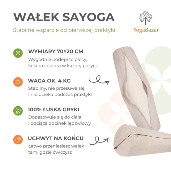 Wałek do jogi Sayoga z lnianym pokrowcem 