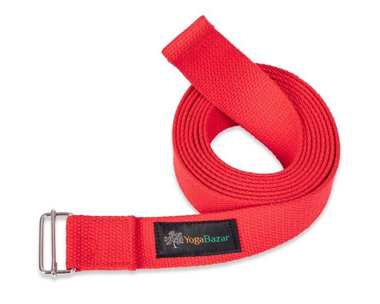 Pasek do jogi czerwony 280 cm x 3,8 cm