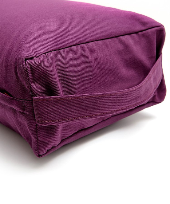 Fioletowy bawełniany bolster do jogi – naturalny płaski wałek z łuską gryki