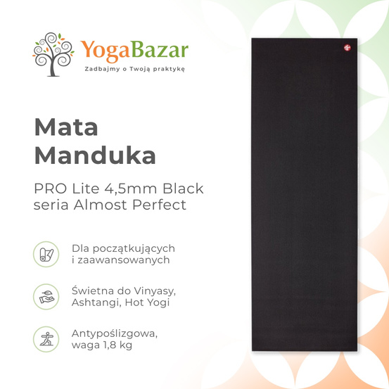 Mata do jogi Manduka PRO Lite 4.7mm - Black - seria Almost Perfect