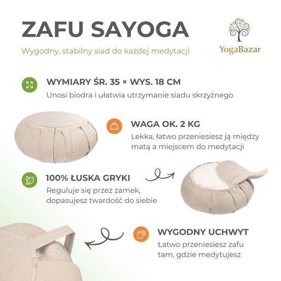 Zafu z podwójnym pokrowcem z lnu 