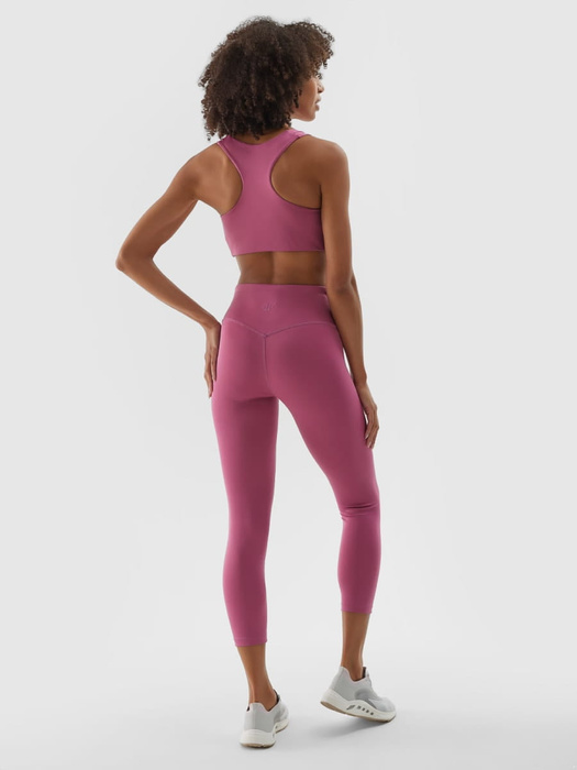 Legginsy do jogi 4F 7/8 F276 wysoki stan - różowe, rozmiar S