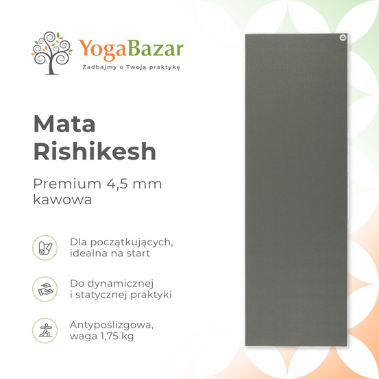 Mata do jogi Rishikesh Premium 4.5 mm - kawowa