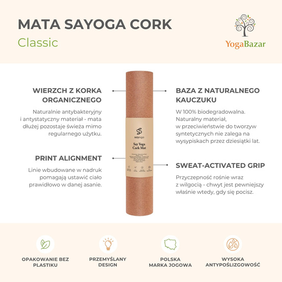 Korkowa mata do jogi Sayoga Cork Mat