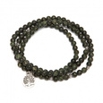Duża bransoletka mala z zielonego serpentynu z symbolem drzewka szczęścia