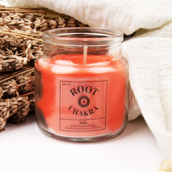 Świeca zapachowa róża - Czakra korzenia