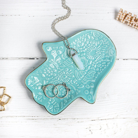 Podstawka ceramiczna na biżuterię myga - Hamsa