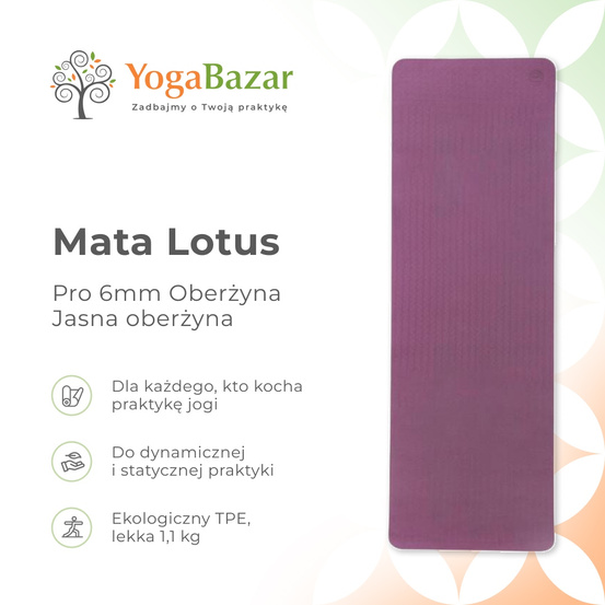 Mata do jogi Lotus Pro 6mm - Oberżyna/Jasna oberżyna
