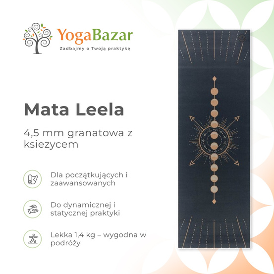 Mata do jogi Leela 4,5 mm - granatowa z księżycem