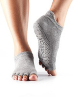Skarpetki do jogi ToeSox Halftoe Lowrise Grip - Heather Grey