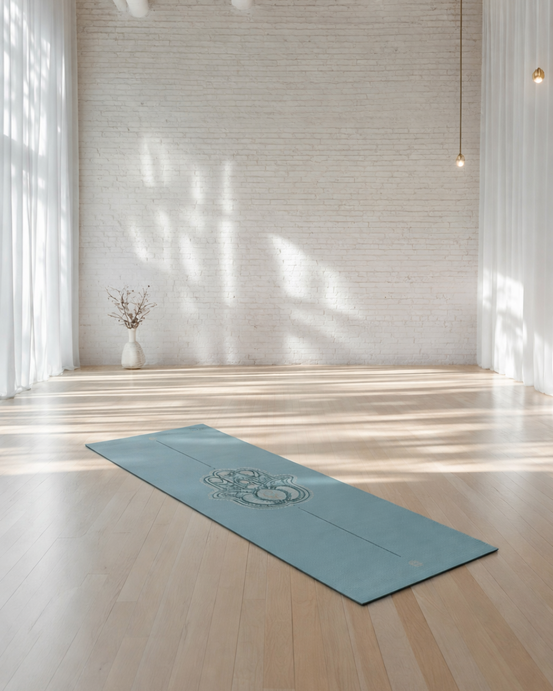 Mata do jogi Leela 4,5 mm - niebieska z hamsą