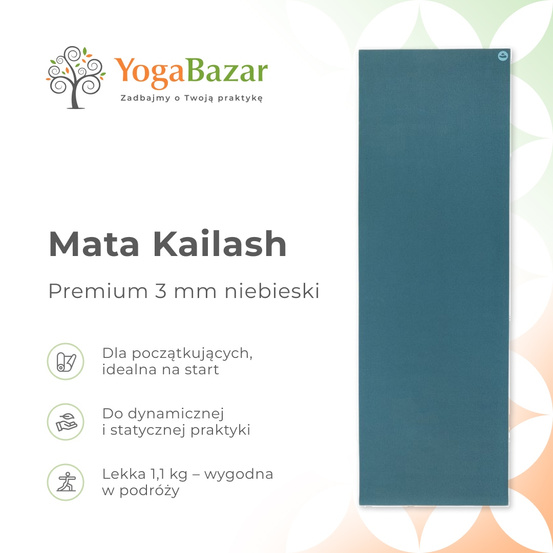 Mata do jogi Kailash Premium 3 mm - niebieski