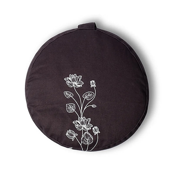 Poduszka do medytacji zafu antracytowa Yogi & Yogini - Roślina lotosu