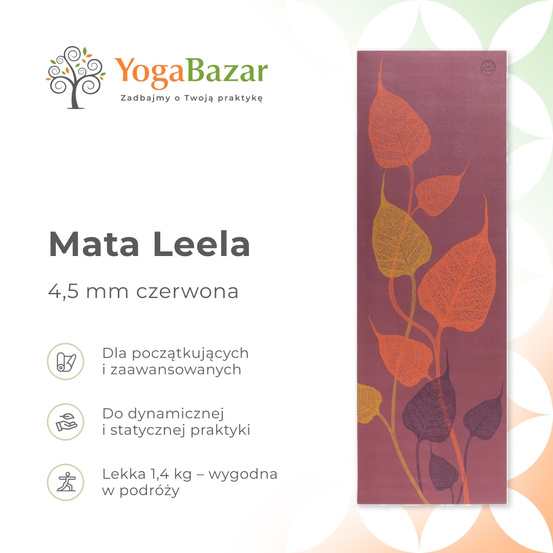 Mata do jogi Leela 4,5 mm - czerwona