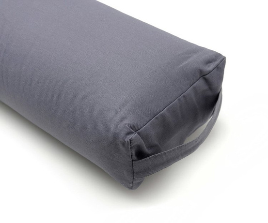 Szary bawełniany bolster do jogi – naturalny płaski wałek z łuską gryki