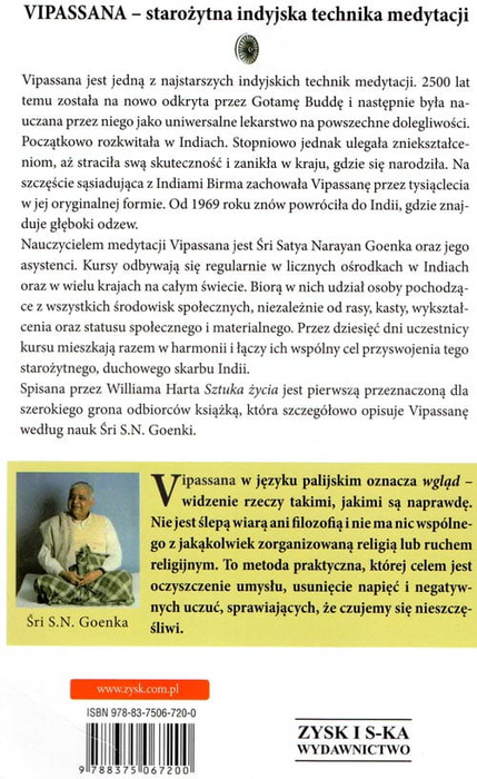 Książka „Sztuka życia. Medytacja Vipassana" wg S.N. Goenki